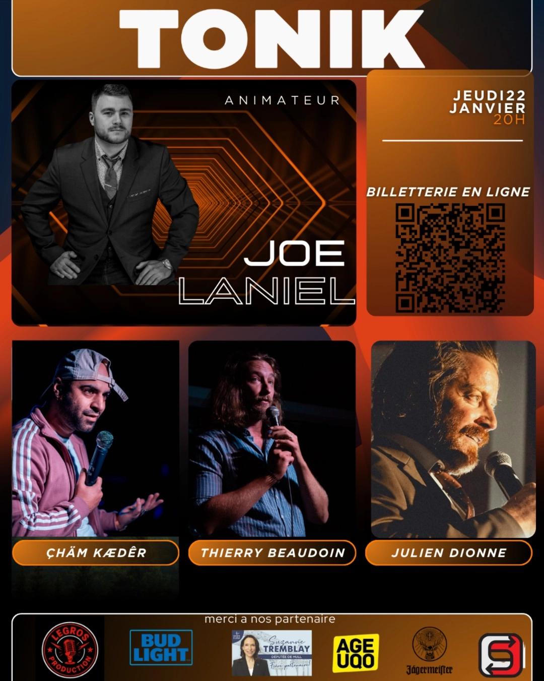 Spectacle humour 22 janvier 2026 - vendredi 20 février 2026 à 01:00 | Tonik
